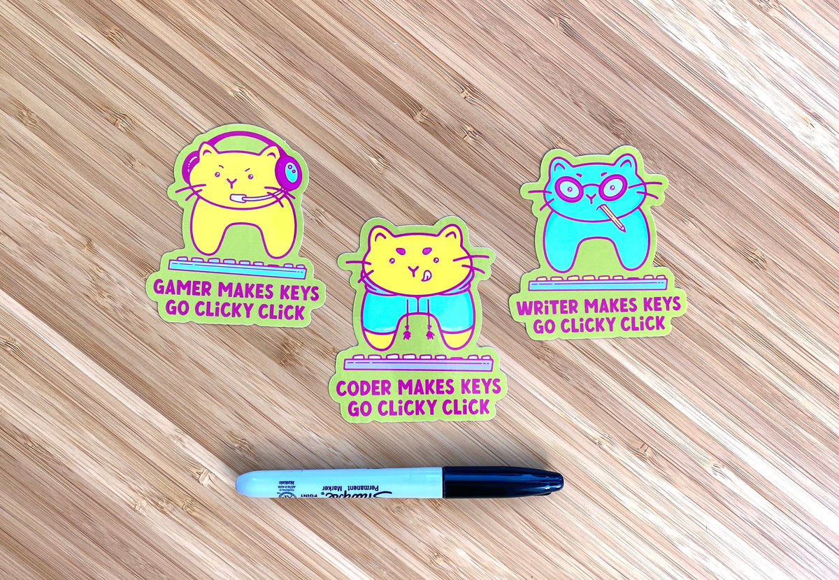 Gamer Cat Vinyl Sticker