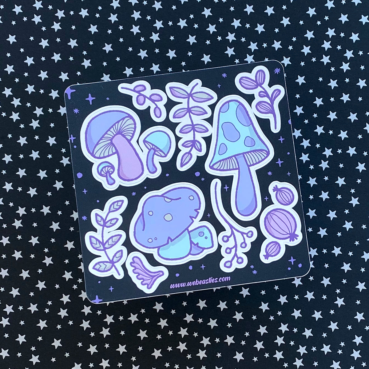 Purple Mushrooms and Plants Autumn Vibes Sticker Sheet